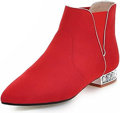 Aisun Women's Simple Faux Suede Elastic Dressy Pointed Toe Booties Low Heels Pull On Ankle Boots