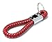 iJDMTOY Red Braided Leather Strap Craft Keychain Key Chain Ring Universal Fit Compatible With Car Key Fob, Keys