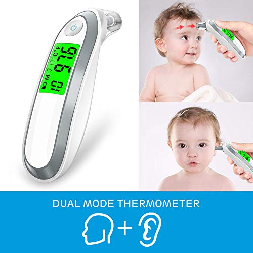 Upgrade Ear and Forehead Thermometer, Digital Medical Infrared Thermometer with 3 Fever