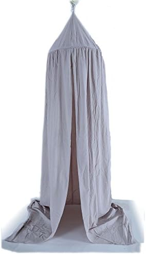 MEGOOD Children Room Bed Canopy Mosquito Net,Washed Cotton Round Hoop Dome Bed Curtain(Gray)