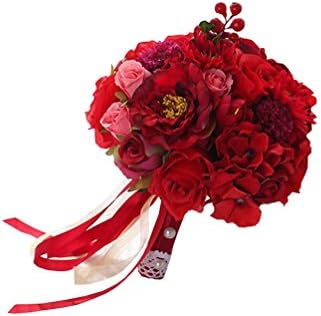 Charming Wedding Bouquets For Bride Pearls Flowers Ribbon For Wedding Party Bridal Bouquet Burgundy