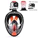 Ranersports 180° GoPro Compatible Full face Snorkel mask with Large Viewing Area,See More Beautiful Water World (Panoramic Black/Orange, Large/Extra Large, Large/Extra Large)