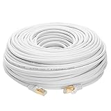 100FT S/FTP CAT 7 Gold Plated Shielded Ethernet RJ45 Copper Cable 10 Gigabit Ethernet Network Patch Cord Cat7 (100ft, White)