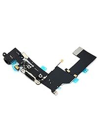 Conector Dock Puerto de carga de datos USB Audio Earphone Jack Micrófono Repuesto para iPhone, For iphone 5S Negro