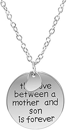 Romantic Time "Love Between Mother and Son" Silver Plated Base Pendant Necklace