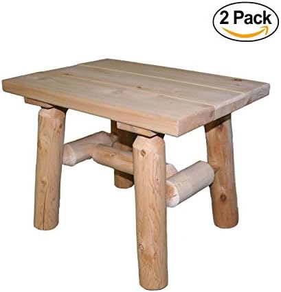 Lakeland Mills Cedar Log Patio End Table (Set of 2)