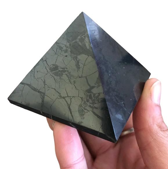 TENET - NATURAL SHUNGITE STONE 100% russia (PYRAMID GLOSS 5X5 CM)