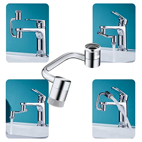 1080 Degree Rotatable Faucet Aerator,Swivel Faucet Attachment,Universal Large Angle Swivel Faucet Sink Face Wash Attachment With 2 Sprayer Modes Splash Bathroom Sink Sprayer (Silver)
