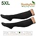 HealthyNees Closed Toe Extra Big Wide Calf Plus 20-30 mmHg Compression Leg Sock, Black, Extra Wide Calf 5XL