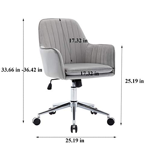 Artechworks Modern Home Office Chair Velvet Desk Chair with Metal Base Mid Back Cute Ergonomic