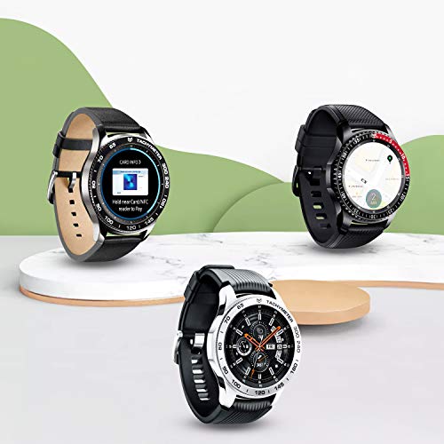 MASCARRY Bezel Ring for Galaxy Watch 46mm / Galaxy Gear S3 Frontier & Classic, Aluminium Bezel Loop Adhesive Cover Anti Scratch Protection for Galaxy Watch Accessoryï¼ˆBlack & Redï¼‰