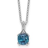 Gem And Harmony 1.00 Carat (ctw) Cushion-Cut Synthetic Alexandrite Pendant Necklace in Sterling Silver with Chain