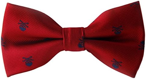 Gazebo Green Pre-Tied Classic Patterned Bow Tie (Red with Navy Skulls)
