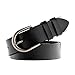 WHIPPY Women Leather Belt for Jeans Pants Dresses Fashion Ladies Western Leather Belt with Silver Buckle XL Black