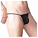 Mlovew Men's Comfortable Silky Bugle Pouch Tanga Strings Underwear Bikini Brief, 1-pack Black, Large