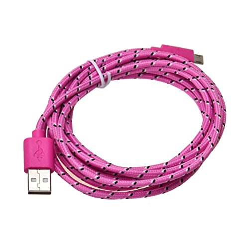 3M/10FT Micro USB Charger Sync Data Cable Cord for Samsung,Sony,Moto,HTC,Nokia Cell Phone (Pink)