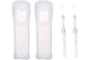 Aoyoho 2pcs Replacement Silicone Protective Skin Case Cover with 2pcs Wrist Strap for Wii Remote Controller (White)