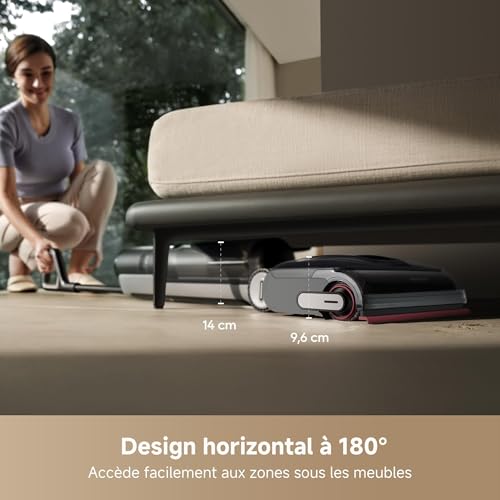 H15 Pro Aspirateur Laveur, Bras robotisé AI DescendReach, Triple arête, 21 000 Pa, antinœuds, Lavage Brosse immersif 100°C, séchage 5 Min 90°C, contrôle par Application, portée à Plat 180°