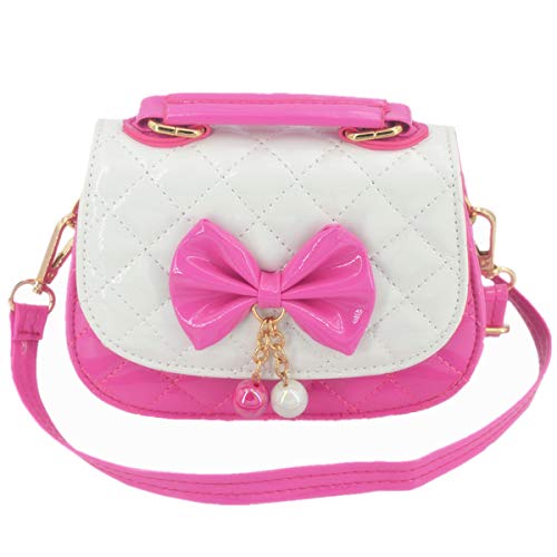 Little Girls Crossbody Purses for Kids - Toddler Mini Cute Princess Handbags Shoulder Bag (Bowknot Rose pink&White) - Thumbnail 6