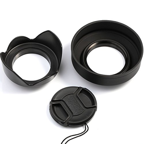 K&F Concept 67mm Lens Accessory Filter Kit for Canon 7D 700D 600D 70D 60D 650D 550D for Nikon D7100 D80 D90 D7000 D5200 D3200 D5100 D3200 D5300 DSLR Cameras - Includes (Petal Lens Hood,Rubber Collapsible Lens Hood,Center Pinch Lens Cap)