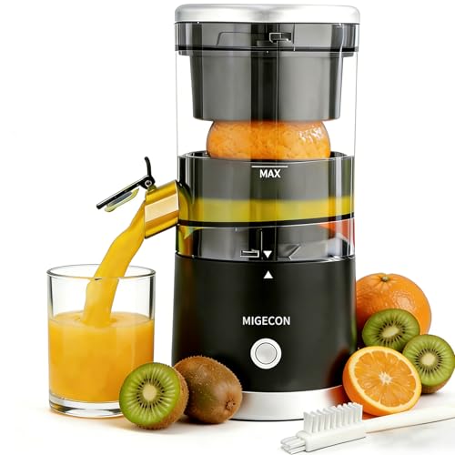 Migecon Rechargeable Electric Citrus Juicer - Citrus Juice Machine with USB and Portable, Dripless Function for Oranges, Lemons, Grapefruits, Includes Cleaning Brush (Black) ZZJ001B