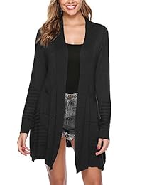 Sykooria - Chaqueta de punto para mujer, parte delantera abierta, ligera, hueca, larga, abierta, parte delantera, suéter blusas S-XXL
