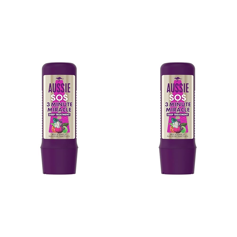 Aussie 3 Minute Miracle SOS Kiss Of Life Vegan Hair Mask, Damaged Hair Repair Treatment For Dry Damaged Hair. Repair Treatment With A Blend Of Australian Superfoods, 225ml (Pack of 2)