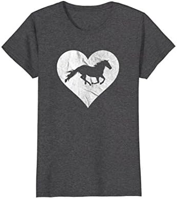 Womens Love Horses T Shirt Girls Distressed Riding Heart Women Kids Medium Dark Heather