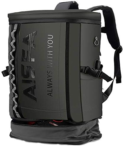 AISFA リュック メンズ リュックサック バックパック スクエア リュックサック 全撥水加工 防水15.6インチ PC ビジネスリュック ラップトップバック 2層式 拡張機能大容量 bag 靴/弁当収納 スクエア リュック USB充電ポート付き31L アウトドア旅行防水 通勤 修学 学生 バッグ 男女兼用多機能通気性 A4収納多ポケット