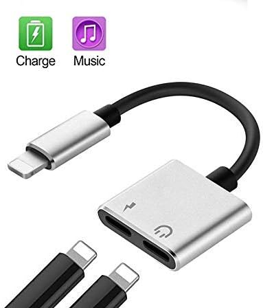 Earphone/Headphone 3.5mm Jack Adaptor Charger Cable Splitter for iPhone, 2 in 1 Headset AUX Audio Dongle Music Splitter Cable Accessories Compatible with iPhone Xs/XR/X/8&Plus/7&Plus/iPad/iPod/iOS 12
