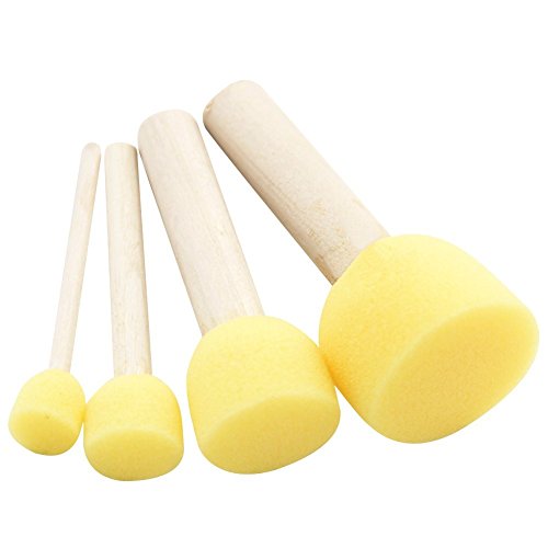JMAF 40-Pieces Assorted Size Round Sponges Brush Set, Paint Tools for Kids