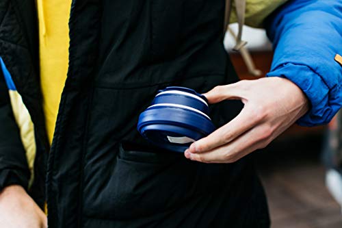 Trinkbecher für Kaffee und andere Getränke von Pokito - Faltbarer Becher/Kaffeebecher to go mit Deckel für unterwegs, Auto, Outdoor, Camping - Robust, wiederverwendbar, Auslaufsicher - Blau – Bild 2