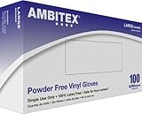 Ambitex Vinyl Powder-Free Exam Gloves Medium Box of 100 