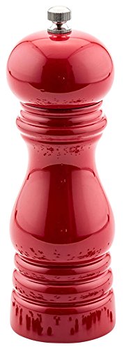 Restaurantware 6-IN Classic French Pepper Mill: Perfect for Restaurants Cafes and Catered Events - Adjustable Coarseness Pepper Grinder - High Gloss Red Environment-Friendly Rubberwood - 1-CT