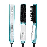 KINGDOMCARES Hair Straightener Brush Portable Electric Hair Straightening Brush, Straightening Comb, Ceramic Heating Fast Straightening Irons Brush Anti-Scald, Detangling and Silky Straight