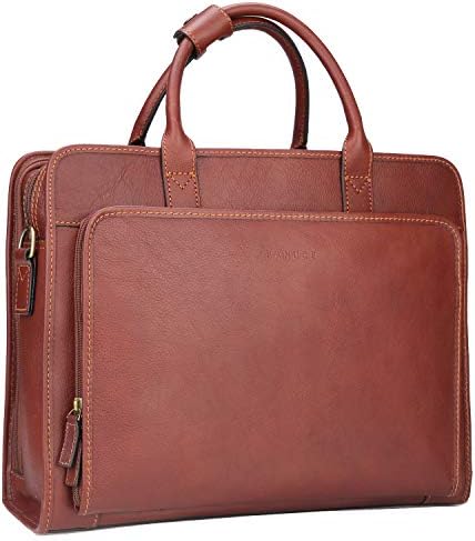 Banuce Italian Full Grain Leather Briefcase for Men Business Tote Attache Case 14 Laptop Messenger Bag