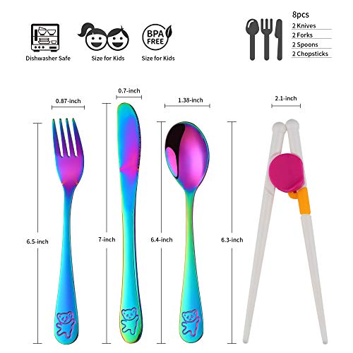 Kids Silverware, Poylim Stainless Steel Children Flatware Set, Toddler