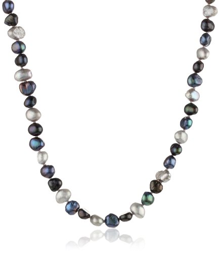 Dyed Black Multi-Colored Baroque Freshwater Cultured Pearl Endless Necklace, 50"