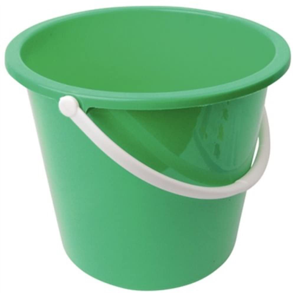 Jantex Round Plastic Bucket with Handle 10 Litre, Green, Cleaning Bucket, Colour Coded Cleaning, Size: 26(H) x28(W) x29.5(D) cm, Professional & Home Use, CD806