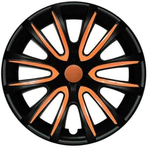 OMAC Wheel Rim Cover Hubcaps | Car Accessories 14 inch OEM Style Hub Caps 4 Pcs Set | Auto Tire Replacement Exterior Caps Black with (Light 並行輸入品 : OMAC - Gray with Red Hub Caps 14 Inch Set of 4, Tapas