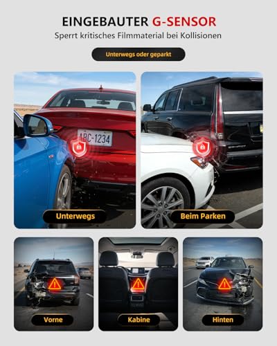 Dashcam Car Front Rear STARVIS 2 - Dashcam 4K 3-Channel Camera, Dashcam 360° Night Vision & HDR, 4K Front, 1080P Indoor & 1080P Rear, WiFi 6 & GPS, 24h Parking Monitoring with G-Sensor, 64GB Map