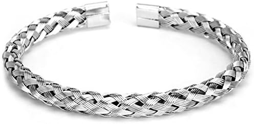 MESE London Braided Bangle Bracelet 18ct Gold Plated/Platinum Plated 'The Hope' - Elegant Gift Box