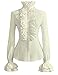 PrettyGuide Women's Vintage Victorian Blouse Tops Retro Stand-Up Collar Lotus Ruffle Gothic Shirt Ivory S