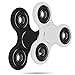[2 Pack] Qoosea Fidget Hand Spinner Stress Reducer EDC ADHD Toy Metal Bearings Bricks Relief Hands Toy High Speed Decompression Focus Triangle Plastic Gift for Children Adults - White+Black