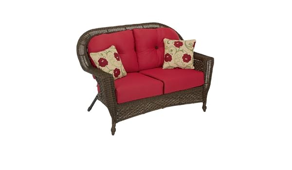 Amazon Com Chicago Wicker Settee Wicker Sonoma 56 1 2 X 34 X 38 Sunbrella Fabric Red Kitchen Dining
