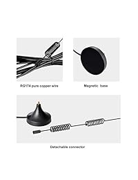 Antena de conector TS9, 7dBi de alta ganancia 4G LTE Omni antena direccional con base magnética 16.4 ft 16 pies cable de extensión (1 paquete) para Verizon, AT&T Verizon Jetpack MiFi Router AirCard
