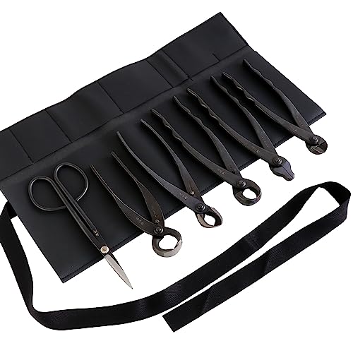 Wazakura Made in Japan 6PCS Bonsai Professional Tool Kit with Roll Bag: