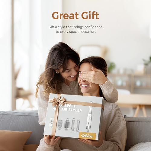 UKLISS Seche Cheveux Hair Styler 6 en 1,Diffuseur Cheveux Bouclés, Fer à Boucler à Air de 30 mm,LCD Affichage de la Température,Air Styler Multifonctionnel 1000w,Pour Lisser, Boucler les Cheveux