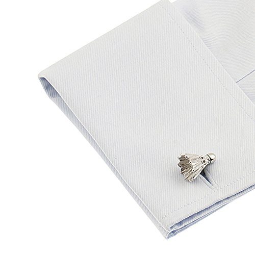 Vcufflinks Shuttlecock Badminton Cufflinks Silver - Thumbnail 2