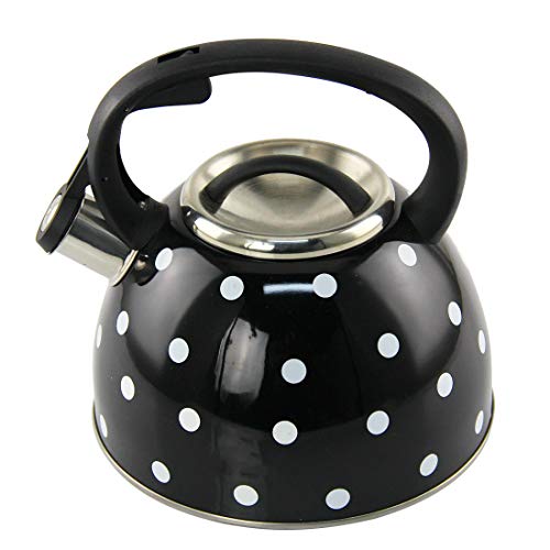 Riwendell 2.7 Quart Whistling Color Dot Tea Kettle Stainless Steel StoveTop Teapot (GS-04016F-2.5L-1)